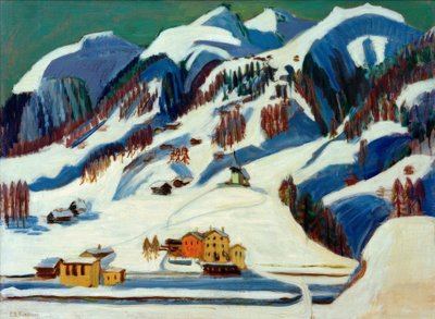 Mountains and Houses in the Snow by Ernst Ludwig Kirchner